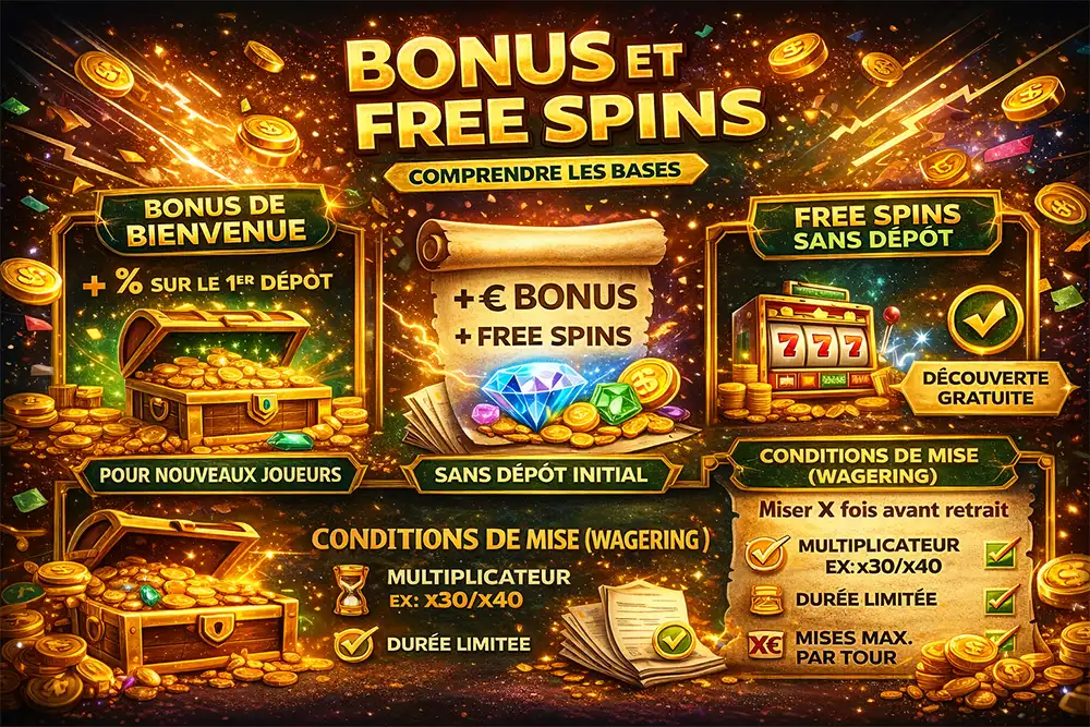 Bonus et free spins sur les slots casino